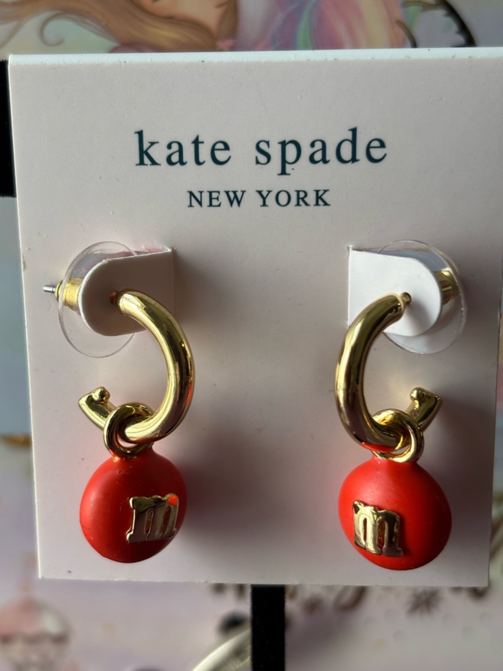 M&M's x Kate Spade New York Charm Huggies Red